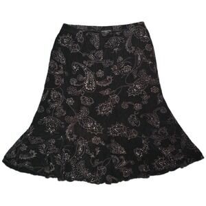Lifestyle Studios Skirt Women 1X Black Silver Glitter‎ Paisley Velvet (U)